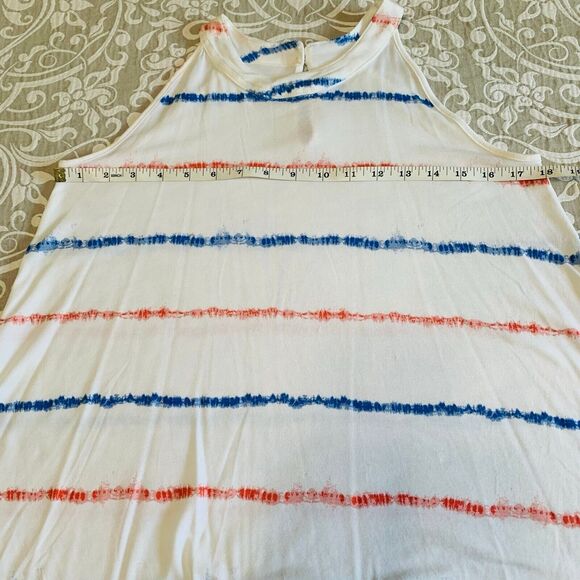 Old Navy Top Women L Red White Blue Halter HiLo Patriotic Tie Dye Comfy Nautical - Picture 6 of 12